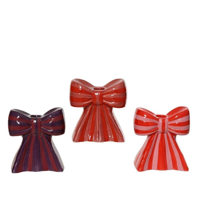 PORTACANDELA FIOCCO CERAMICA 3 ASSORTITI H.13